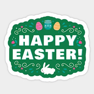 Happy Easter Bunny Eggs and Flowers Apparel Tee Sticker